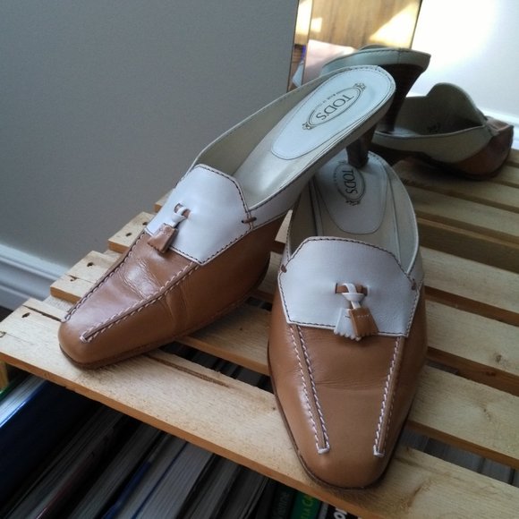 Tod's Backless kitten heel mules / leather slides NO DUSTBAG - Picture 3 of 8